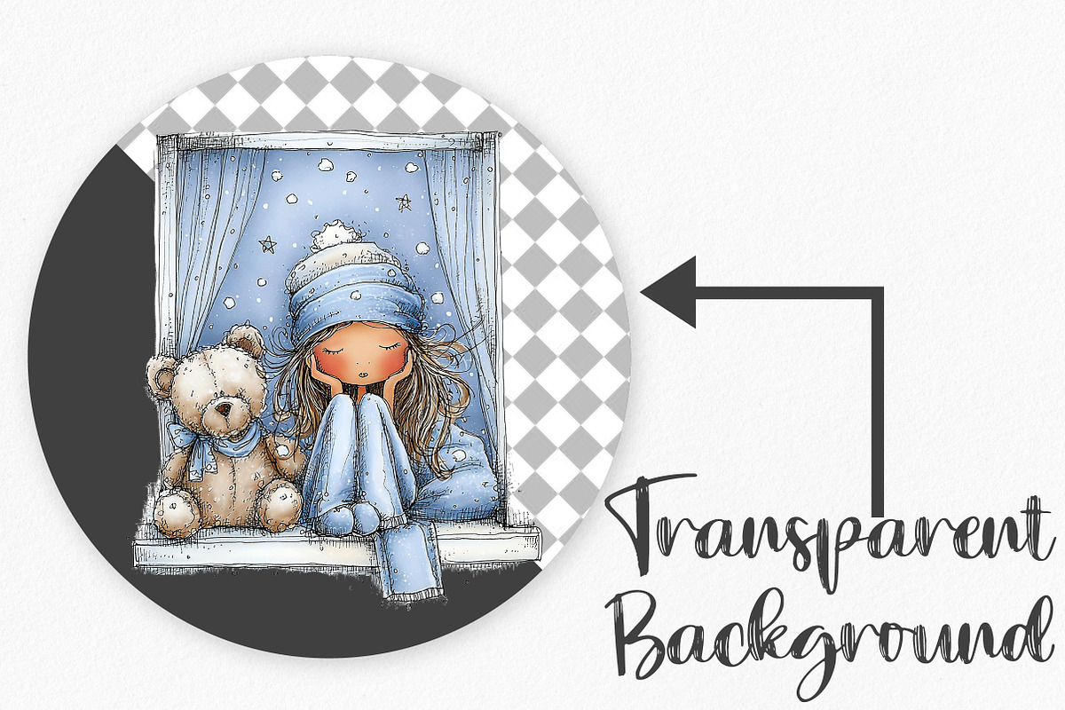 Winter Christmas Cottage Girl, an Illustration by Canvas Craft (Photo 2 of 6)