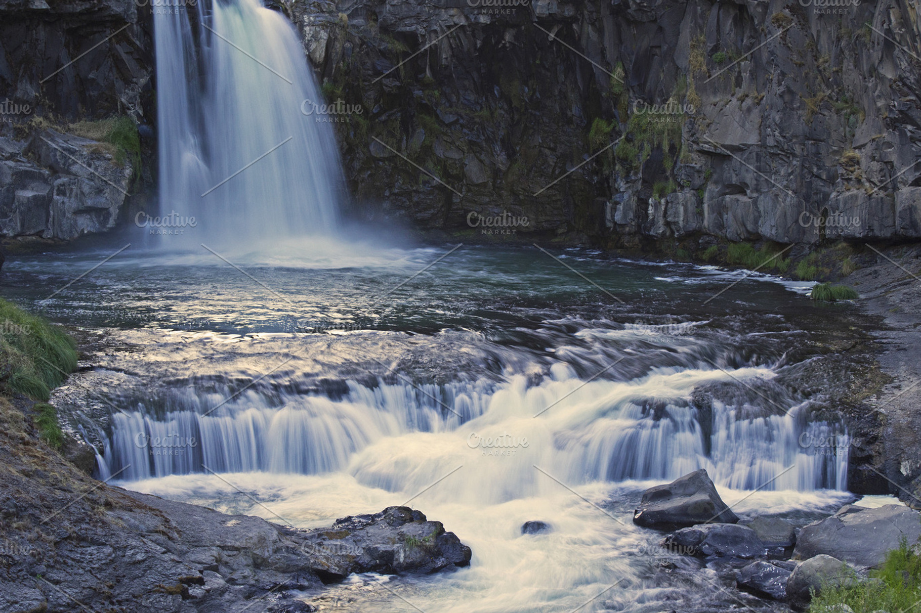 Rock waterfall featuring nature, picture, and image
