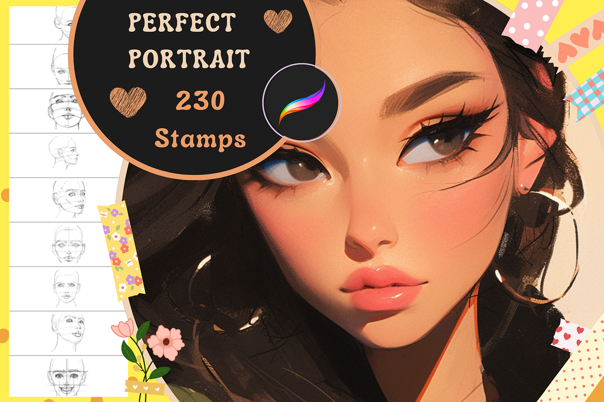 Procreate Portrait Stamps, a Brush Add-On by nikiartcorner (Photo 1 of 10)