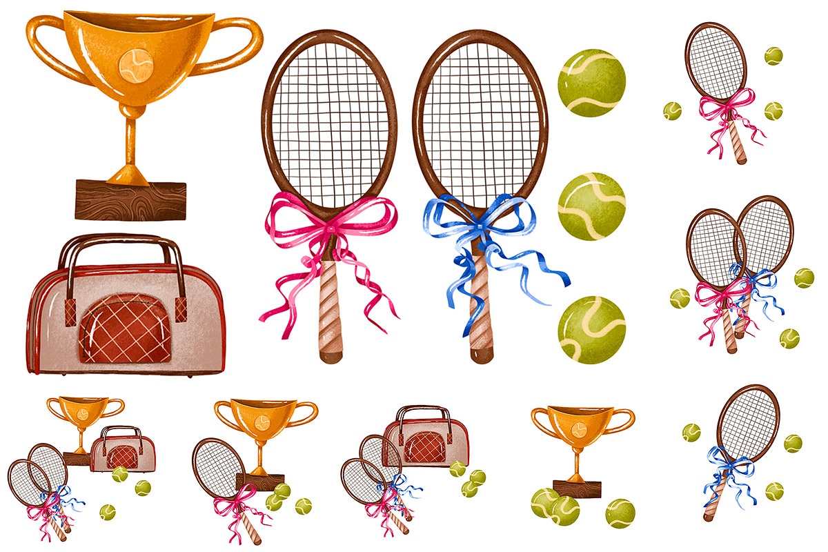 Hand Drawn Tennis Clipart Set, an Object Graphic by the_myro (Photo 1 of 13)