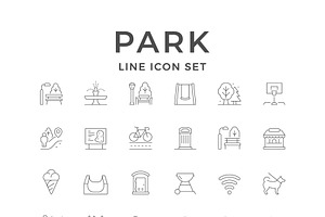 Set line icons of park, an Outline Icon by motorama
