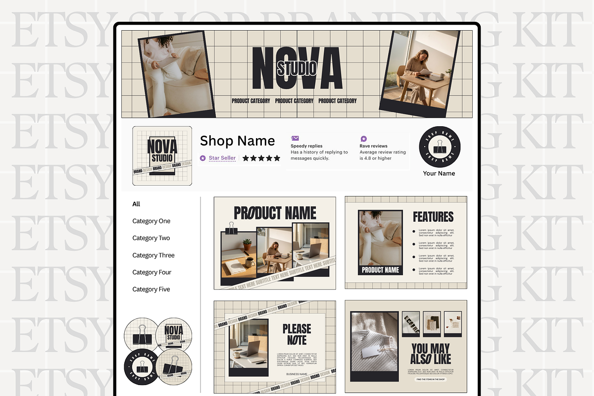 Modern Beige Etsy Shop Kit Template, a Branding & Logo Template by Anna Design Studio (Photo 1 of 8)