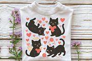 Valentine Cute Cats Funny Black PNG, an Illustration by CraftArtStudio (Thumbnail 3 of 4)