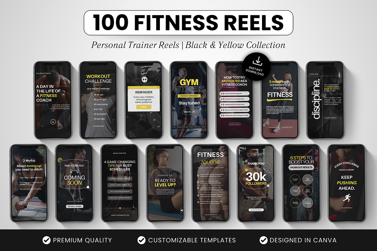 Fitness Instagram Reels Template, a Social Media Template by DigiPax (Photo 1 of 11)