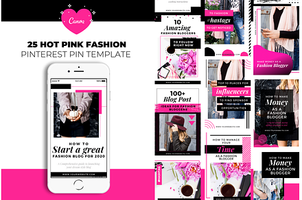 Hot Pink Fashion Pinterest Template, a Marketing Template by The Blog Creative