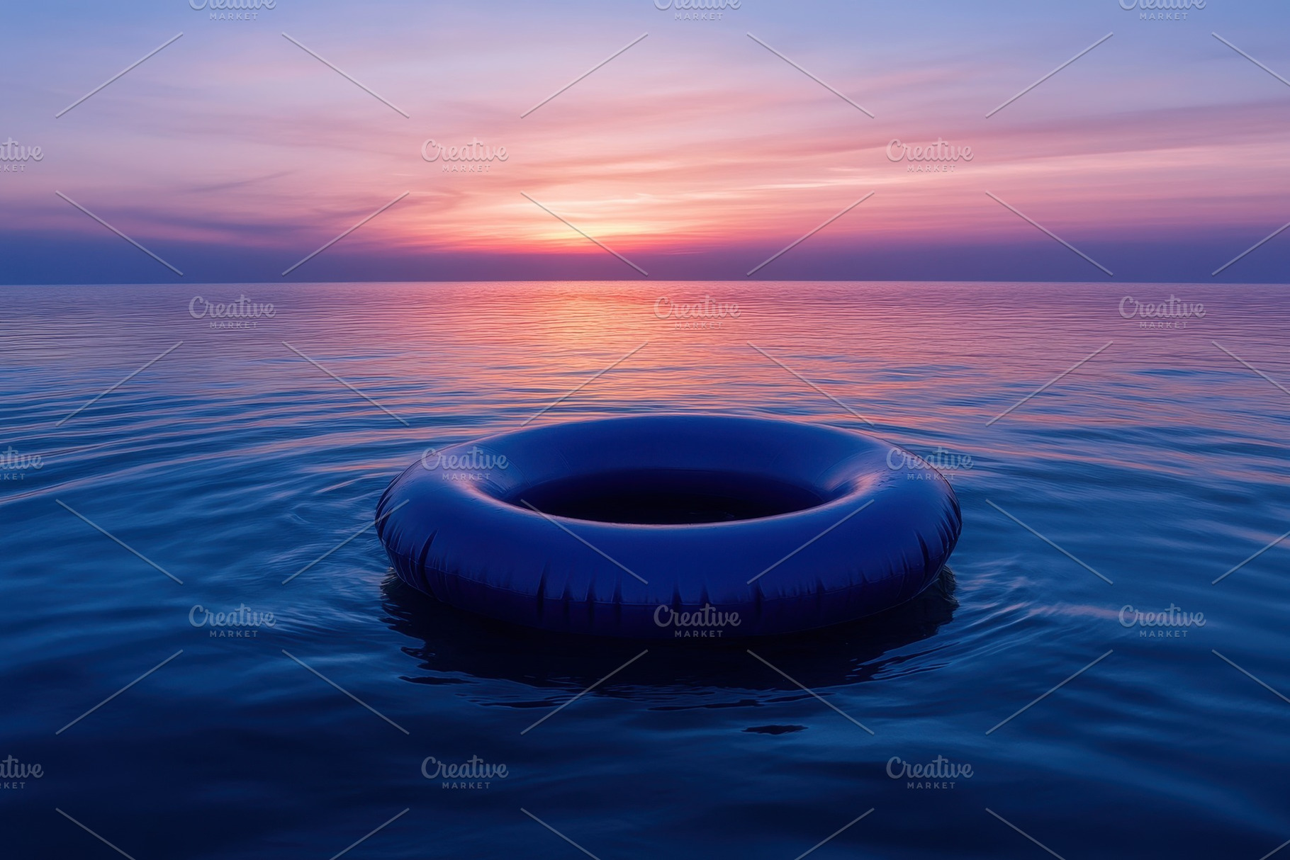 Floating blue inflatable ring at sun, a Photo by Iftikhar Alam