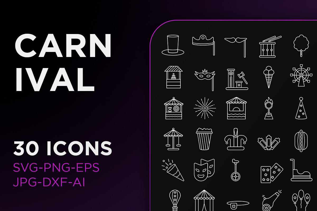 Outline carnival party icon pack, an Outline Icon by TiveCreate (Photo 1 of 4)