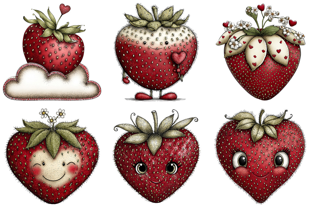 Valentine Strawberry Clipart, an Illustration by Craft Nest (Photo 3 of 8)