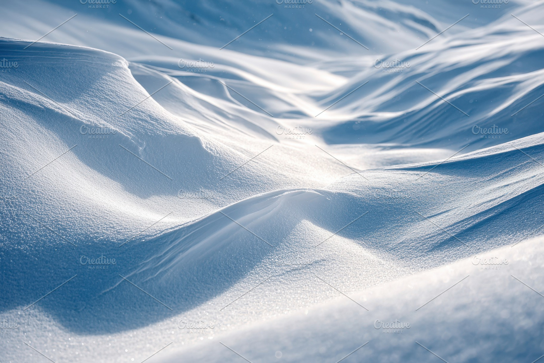 Serene winter landscape with smooth snowdrifts, a Background Photo by AlyaAnd
