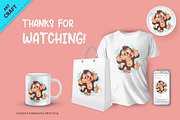 Cartoon Monkey Can't Hear. Crafting, an Animal Illustration by KENO Mascots (Thumbnail 3 of 3)