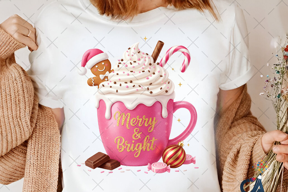 Merry & Bright Pink Coffee PNG, an Illustration by Creative Art (Photo 6 of 6)