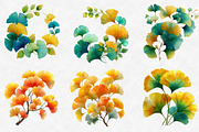 Watercolor Ginkgo Clipart, an Illustration by Designworld (Thumbnail 2 of 6)