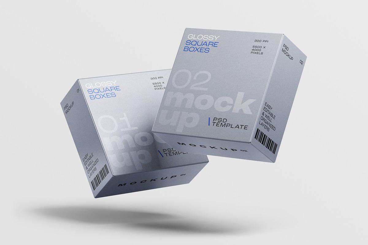 Square Box Packaging Mockup Set, a Packaging Mockup by mockupatelier (Photo 4 of 7)