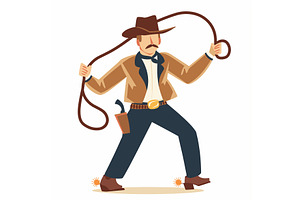 Cowboy Swinging Lasso, Western Theme