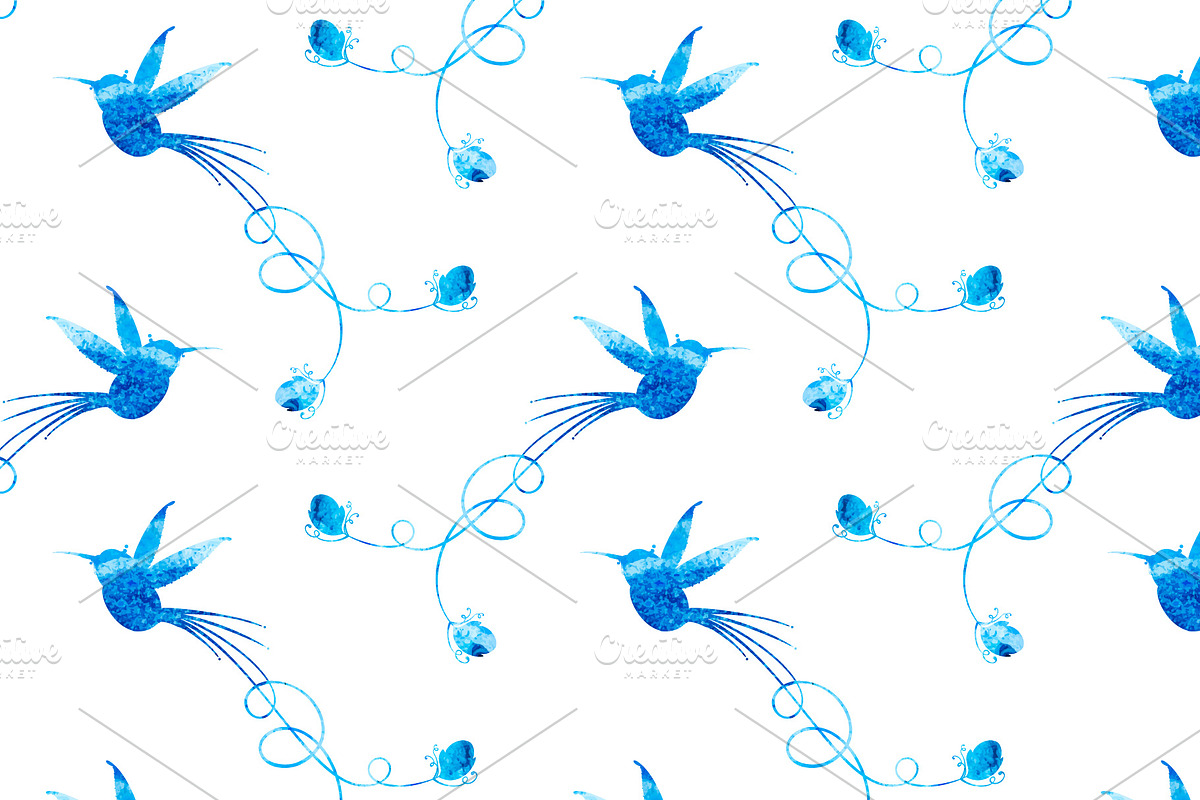 Hummingbirds and flowers, a Pattern Graphic by sovarina (Photo 7 of 7)