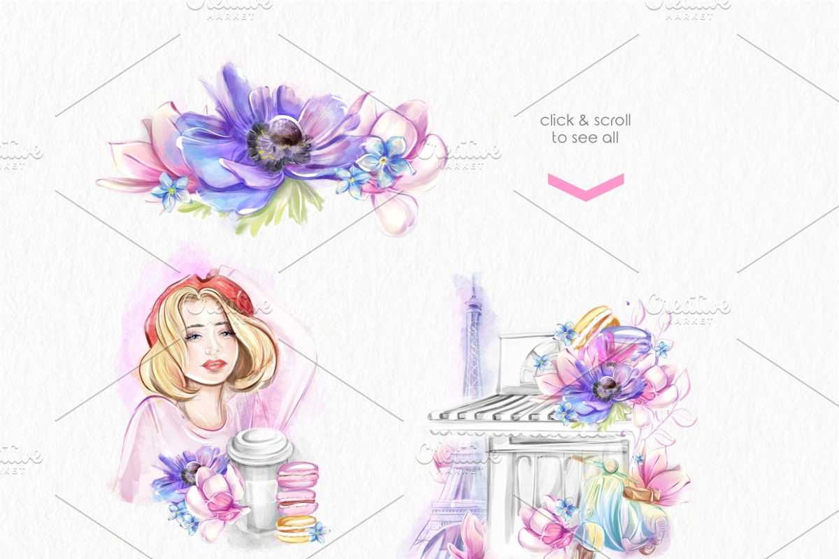 Paris watercolor clip art, an Education Illustration by katmonne (Photo 5 of 10)