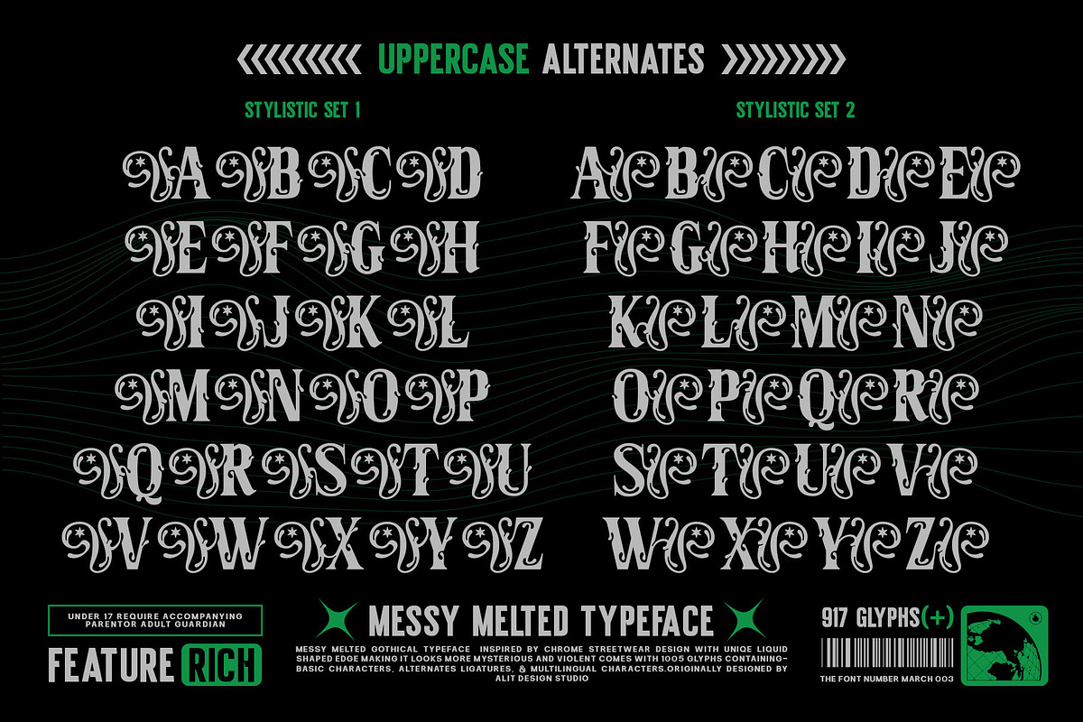 Messy Melted Typeface, a Serif Font by alit design