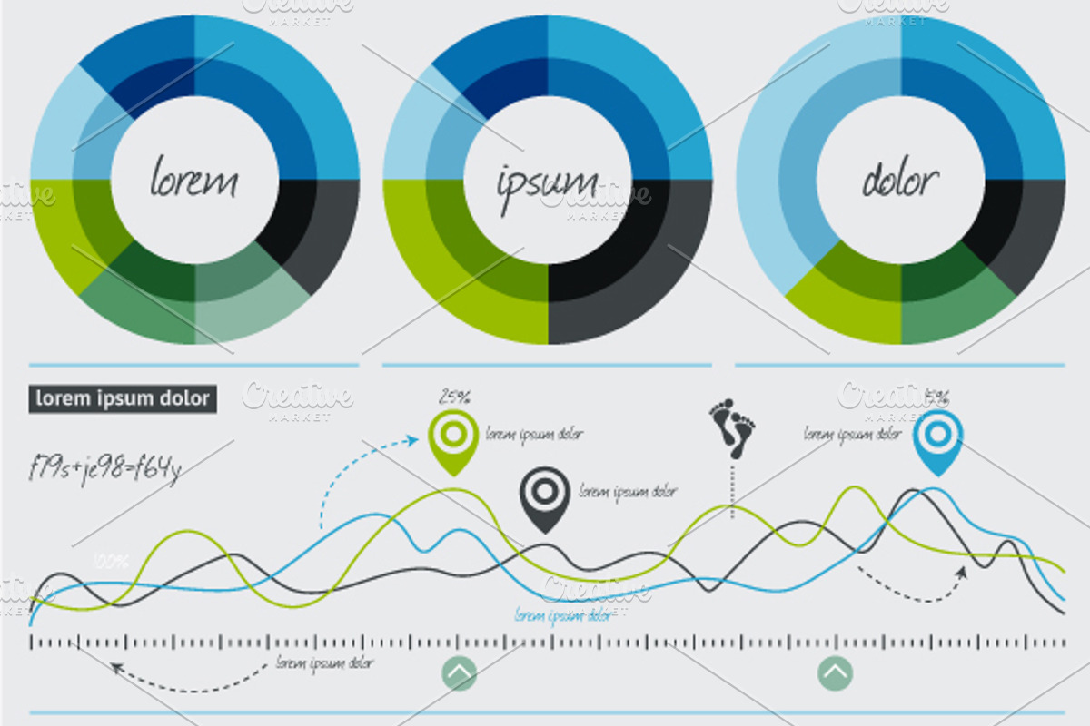 Elements of Infographics with button, an Illustration by fet