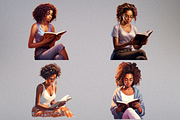 African American Reading Girl, a Person Illustration by Mash Mash Stickers (Thumbnail 9 of 9)
