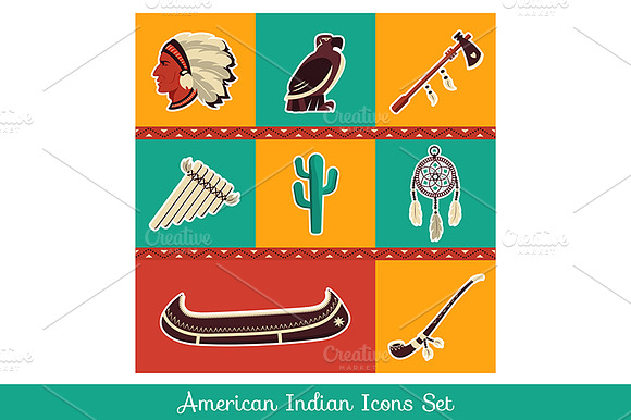 American Indian Icons Set