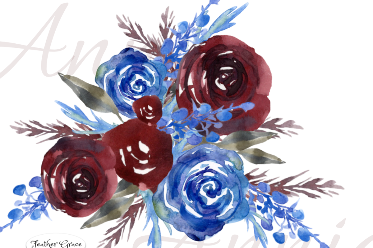 Burgundy & Navy Florals, an Illustration by Feather Grace Designs (Photo 3 of 15)