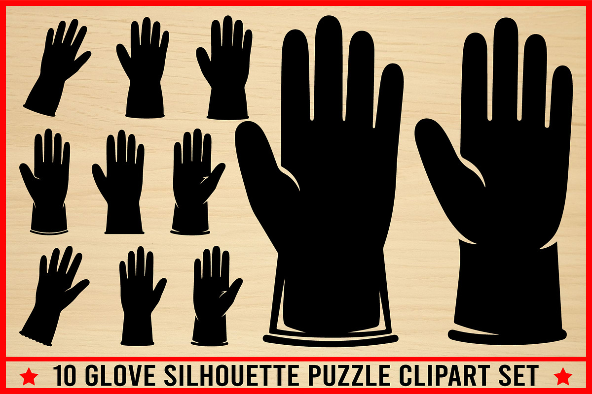 12 Glove Silhouette Clipart Bundle, an Illustration by Creativeshirt (Photo 1 of 4)