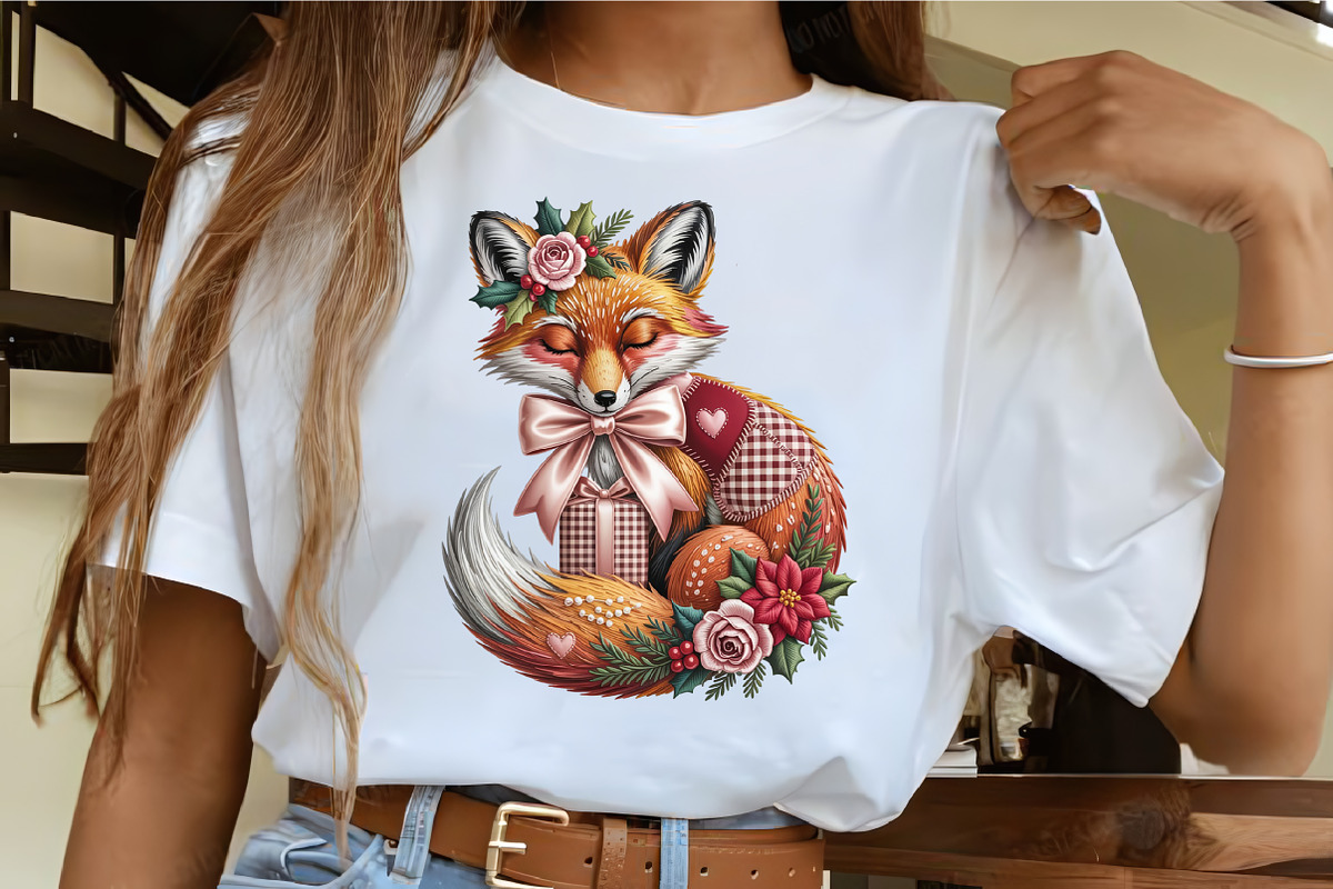 Faux Embroidery Christmas Fox with G, an Illustration by CrexoraLab (Photo 2 of 6)