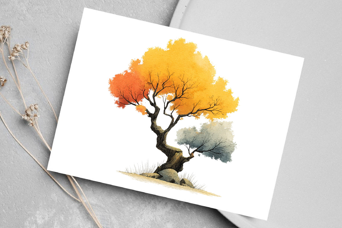 Watercolor Quirky Tree Clipart, an Illustration by Canvas Craft (Photo 5 of 8)