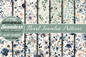 Floral Seamless Patterns, a Pattern Graphic by DreamCafeArt