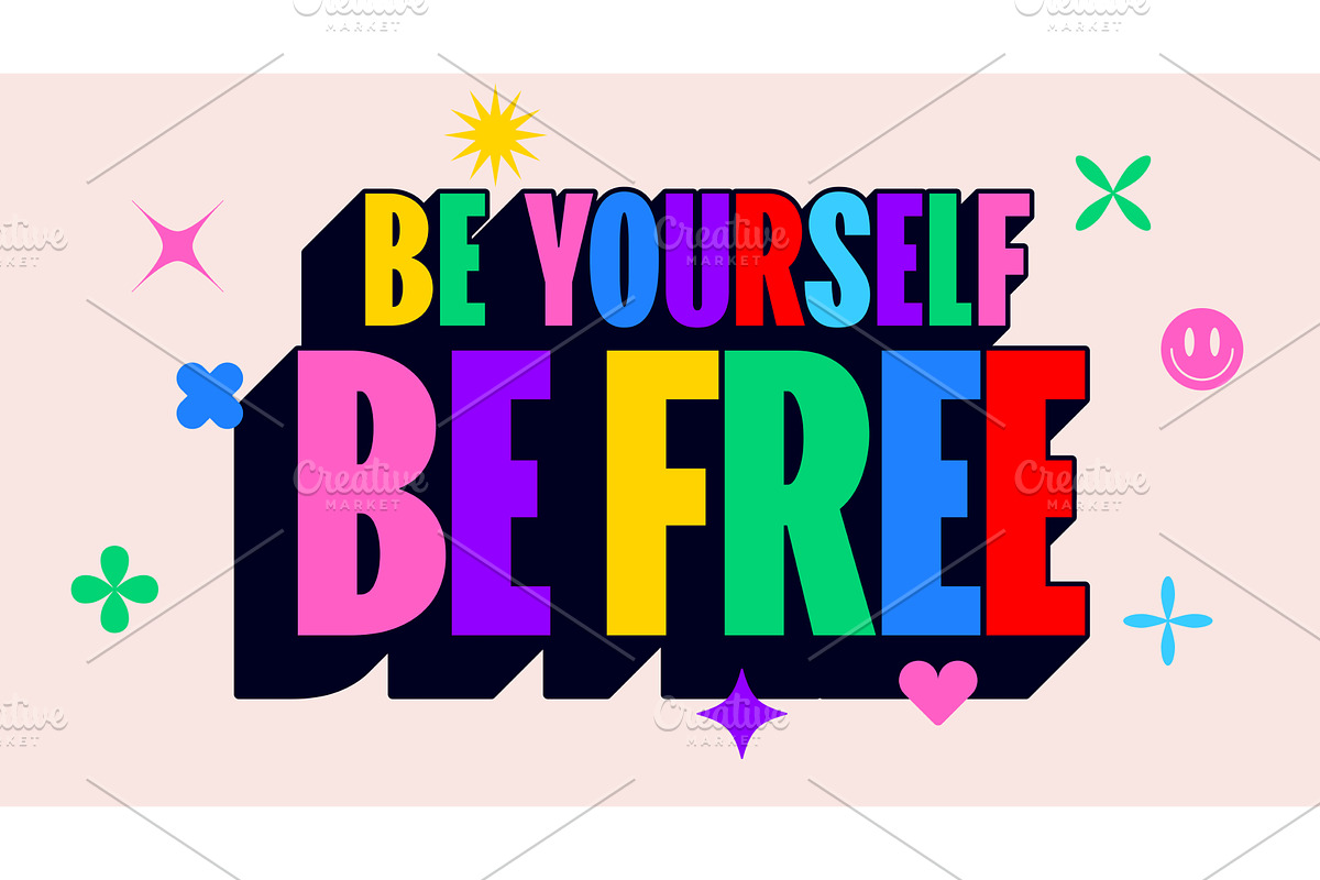 Be Yourself, Be Free. Funny banner, an Illustration by Foxys Graphic