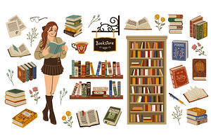 Book store elements. Cute, an Object Graphic by YummyBuum