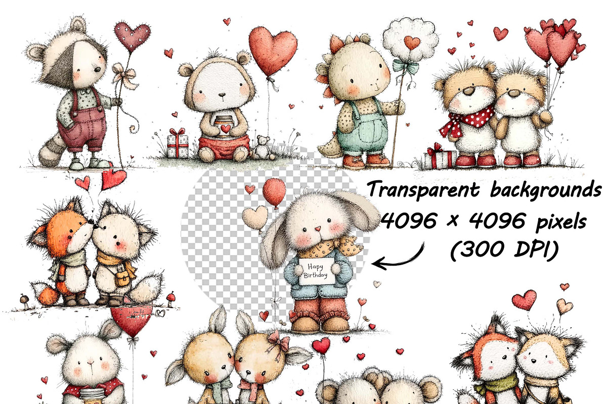 Romantic Couple & Animal Valentine, a Graphic by one-touch (Photo 7 of 8)
