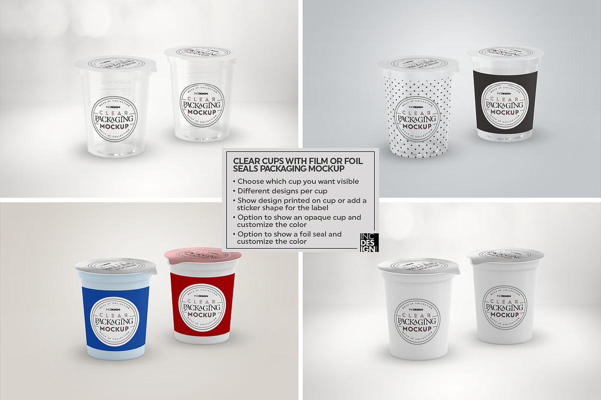 Clear Film Seal Cups PackagingMockup, a Cups & Container Mockup by INCDesign (Photo 3 of 7)