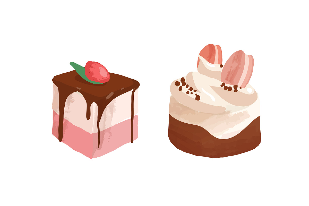 Cupcakes and pieces of cake set, a Food Illustration by Good Studio (Photo 3 of 4)