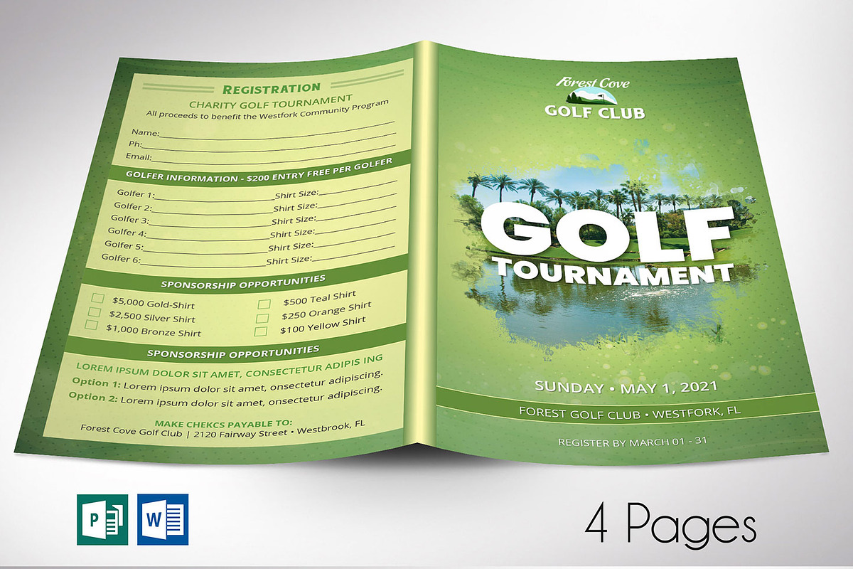 Golf Tournament Bi-fold Brochure, a Brochure Template by Four C Graphic (Photo 1 of 10)