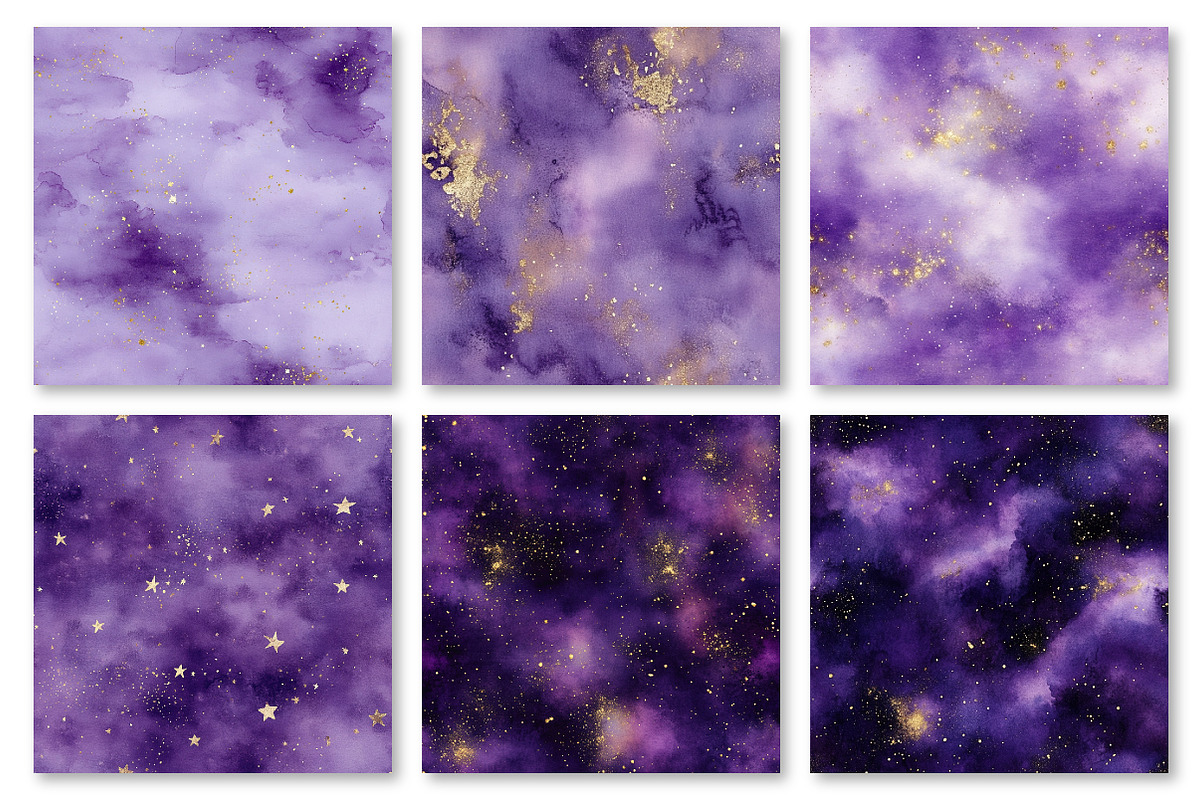 Starry Purple Skies Digital Paper, a Texture Graphic by Dream Creation (Photo 2 of 6)