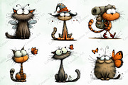 Whimsical Cats Clipart Bundle, an Illustration by Creative Art (Thumbnail 5 of 11)