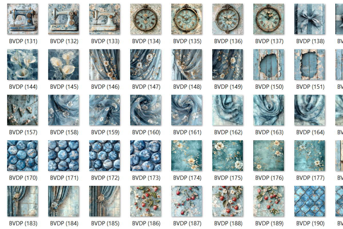 260 Blue Vintage Digital Paper, an Illustration by HubbaDigitals (Photo 4 of 5)