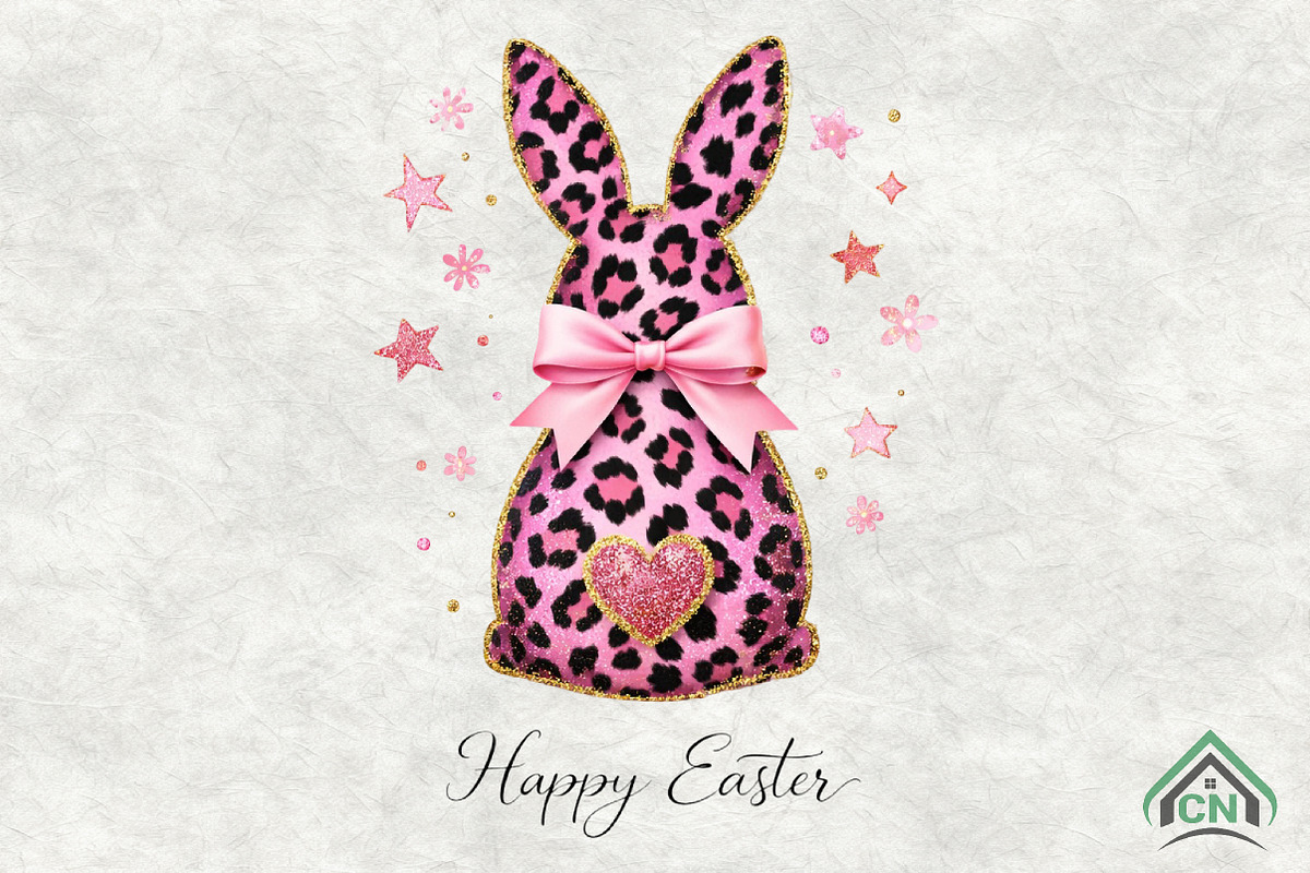 Happy Easter Leopard Print Bunny Png, an Illustration by Craft Nest (Photo 1 of 4)