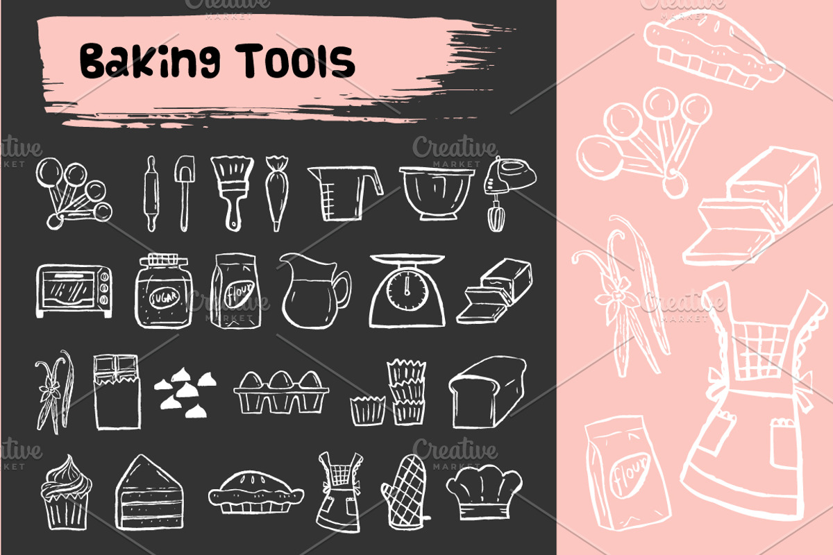 Baking tools doodle icons, an Icon by faitotoro