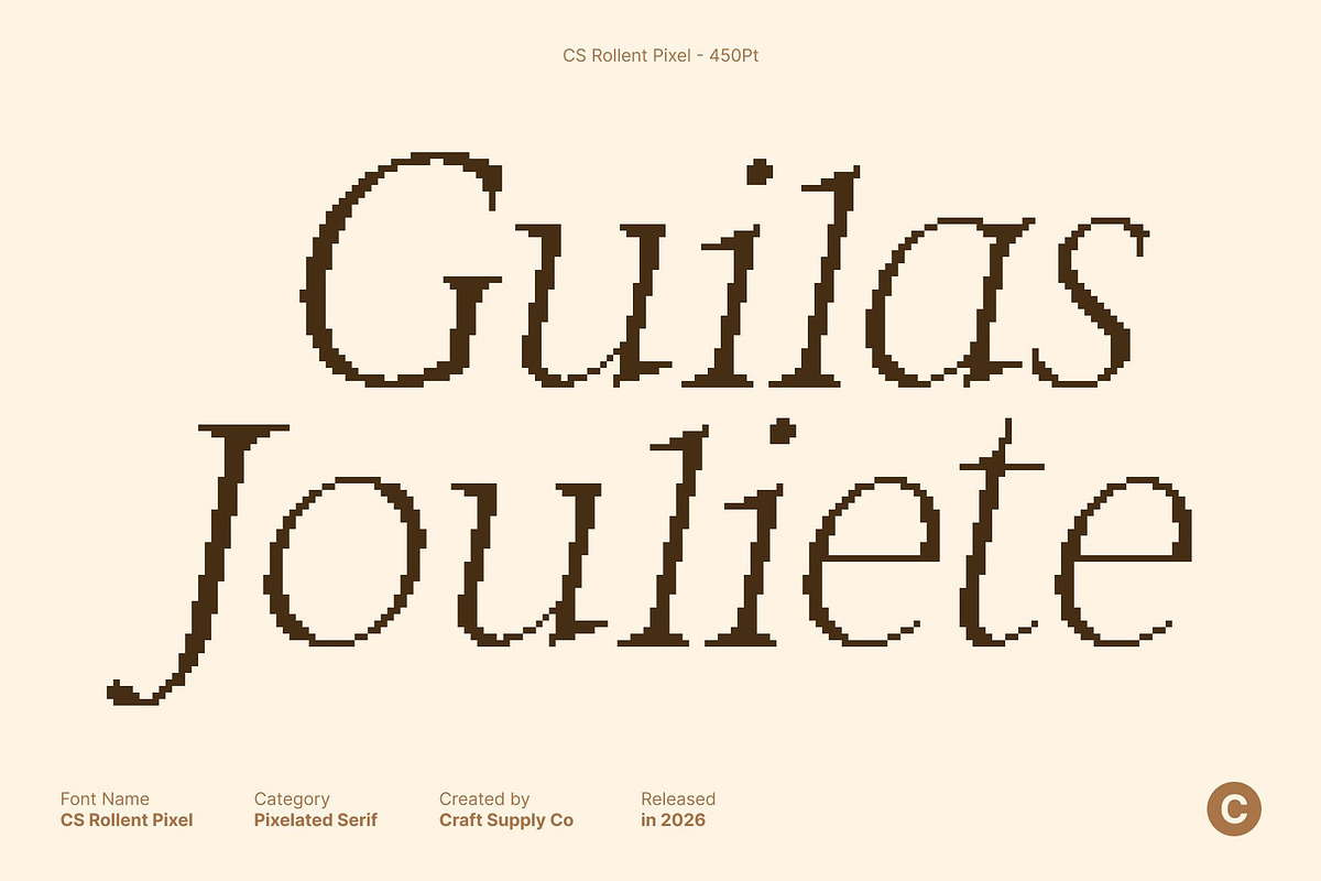 CS Rollent Pixel, a Serif Font by Craft Supply Co. (Photo 4 of 8)