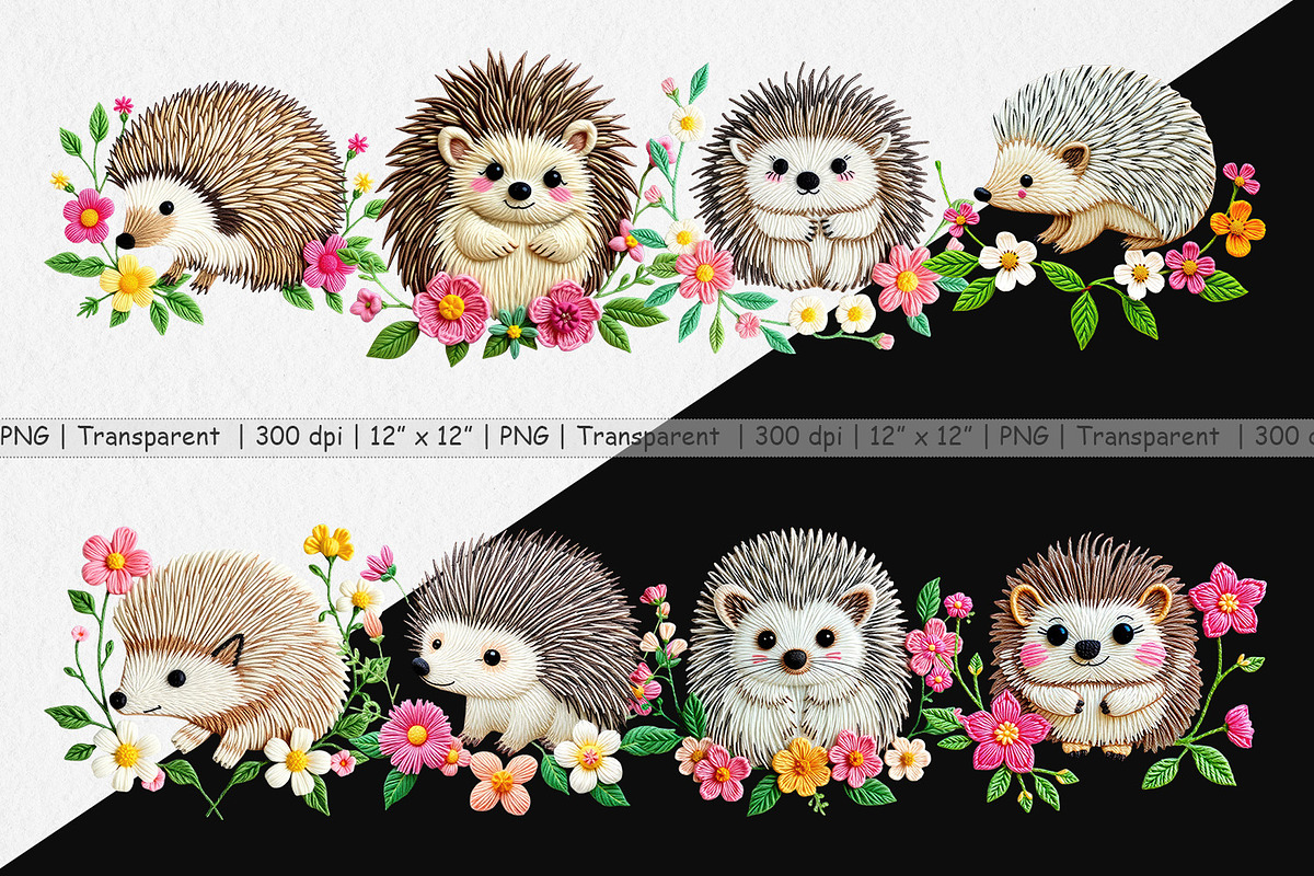 Hedgehog Embroidery Clipart, a Graphic by Artnoy (Photo 2 of 5)