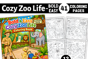 Cozy Zoo Life Bold Easy Coloring, an Animal Illustration by Coco Bloom (Thumbnail 1 of 8)