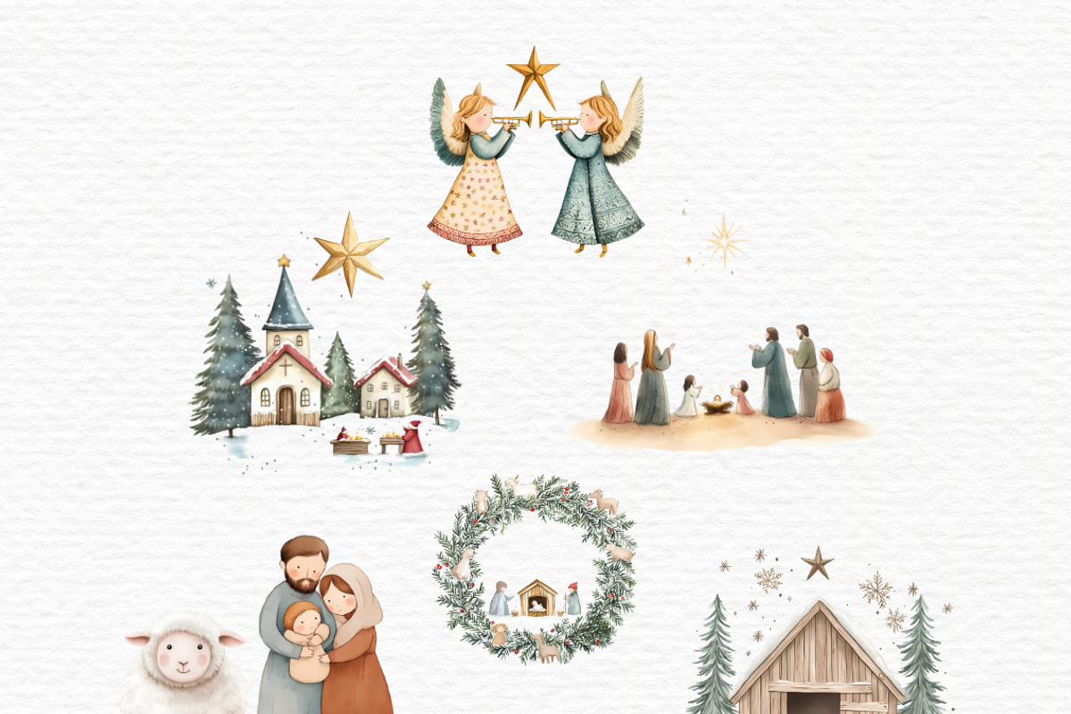 Nativity scene, watercolor clipart, a Seasonal Illustration by Invite to Clipart (Photo 2 of 5)