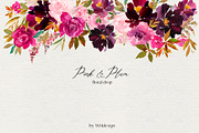 Pink Plum Watercolor Floral Clipart, an Illustration by whiteheartdesign (Thumbnail 3 of 9)