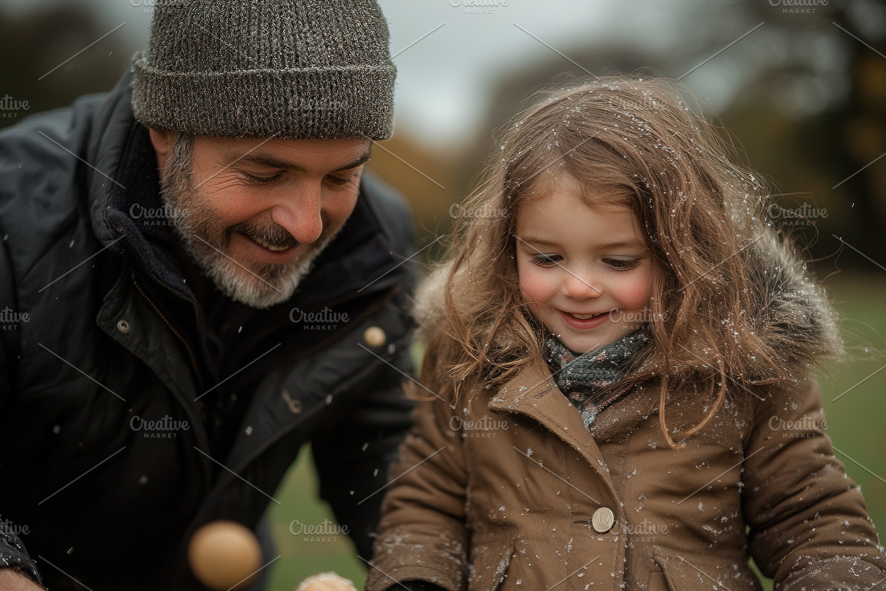 Father and daughter enjoy playful mo, a Photo by Tanuart