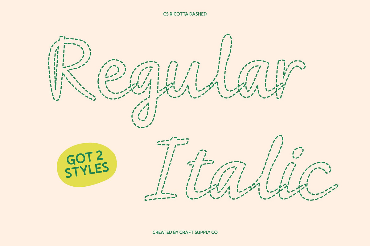 CS Ricotta Dashed, a Script Font by Craft Supply Co. (Photo 3 of 8)
