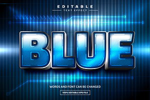 Blue Techno 3D Editable Text Effect