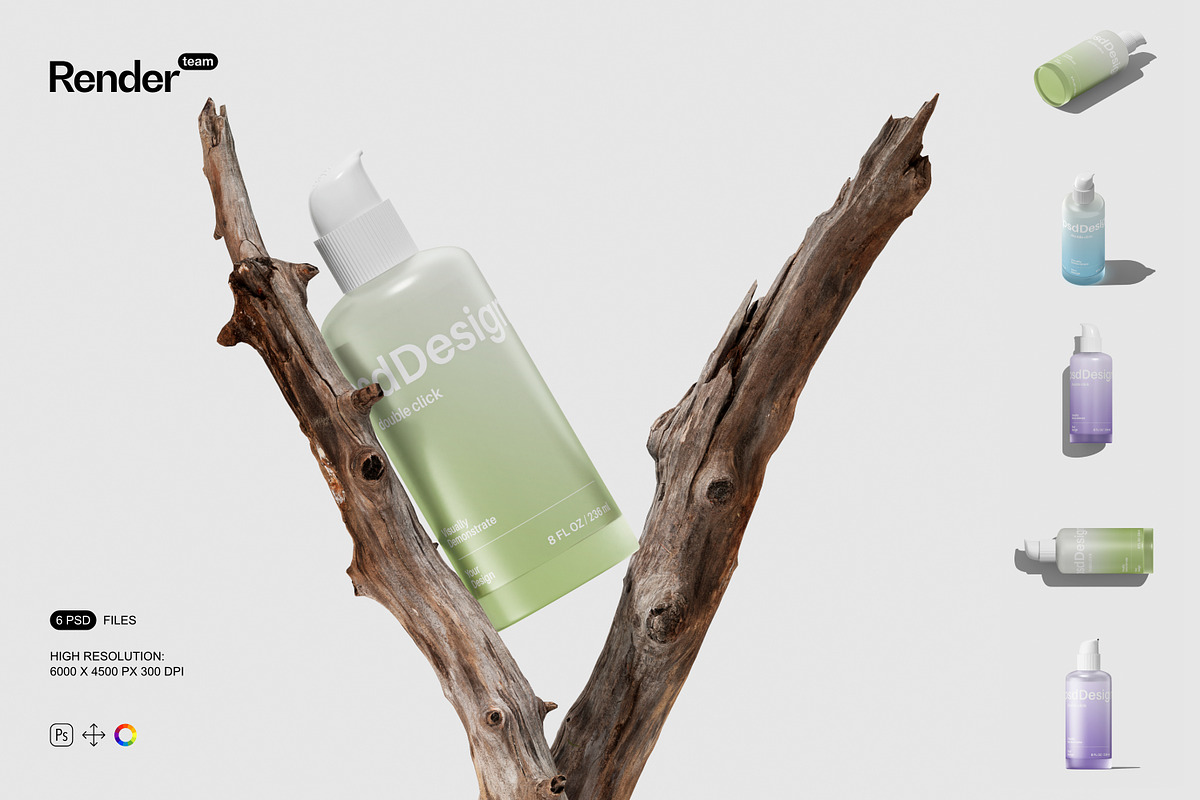 Cosmetic Bottle Mockup Set, a Packaging Mockup by Renderteam (Photo 1 of 14)