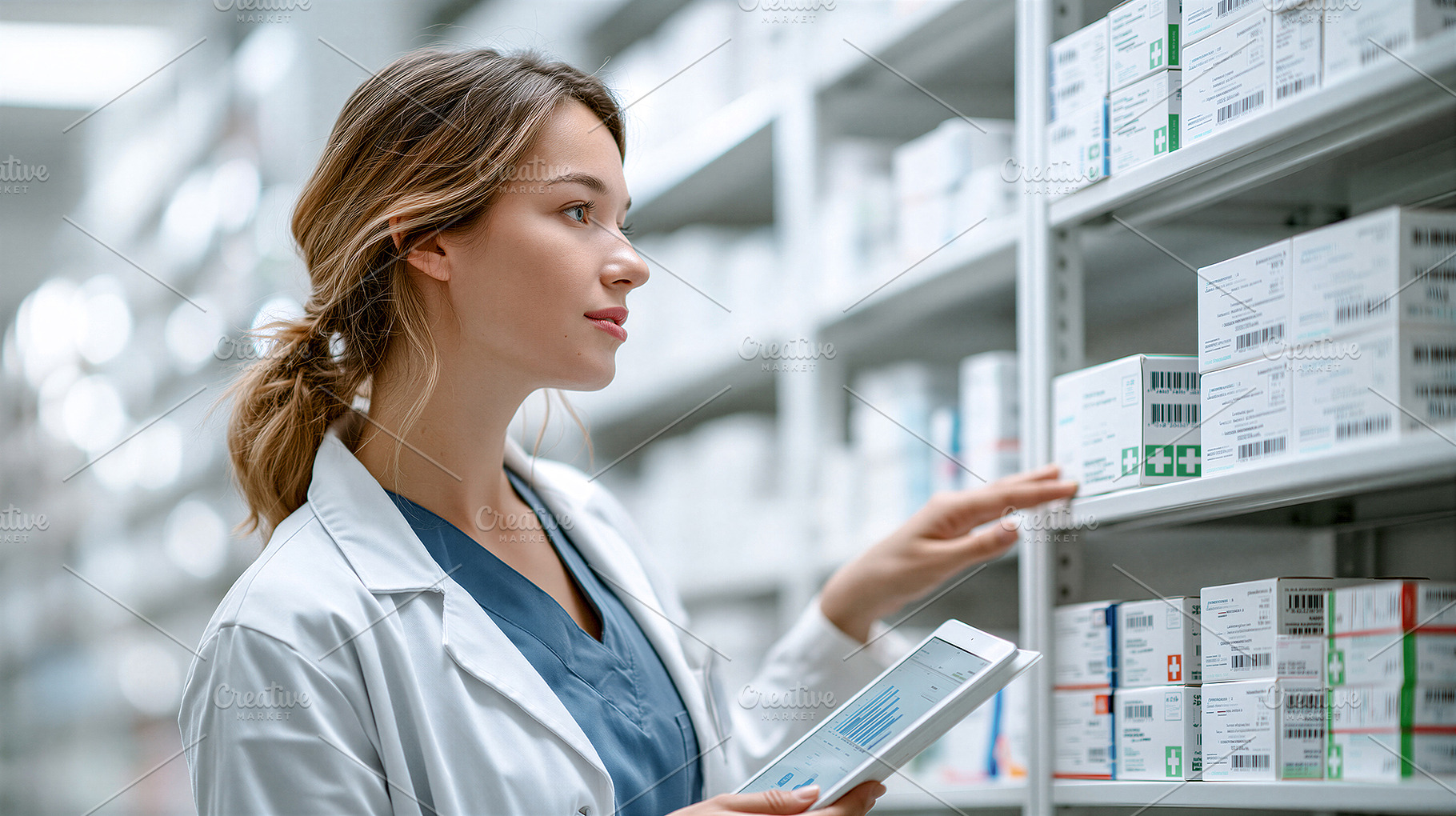 Pharmacist examining medicine, a Health & Medical Photo by 7DesignLab